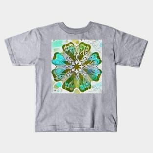 Mandala in blues and greens Kids T-Shirt